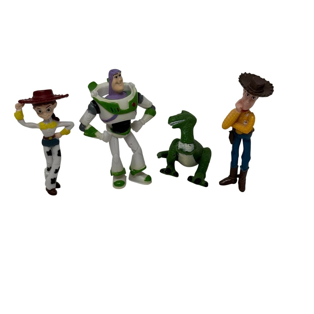 Disney Toy Story Figure LOT 4 Woody Buzz Jessie Rex Plastic Cake Toppers Pixar